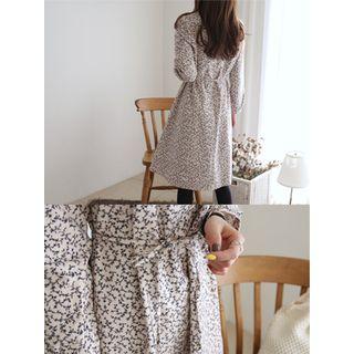 V-neck Tie-waist Floral Dress