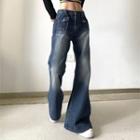 Low Rise Washed Flared Jeans