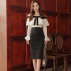 Long-sleeve Off-shoulder Paneled Dress