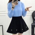 Fluffy Sweater / Mini A-line Skirt / Set