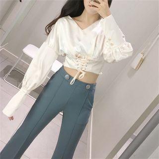 Cropped Blouse / Boot-cut Pants
