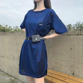 Glittered Elbow Sleeve T-shirt Dress