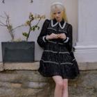 Puff-sleeve Sequined A-line Shirtdress