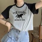 Short-sleeve Horse Print Raglan T-shirt