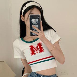 Short-sleeve Lettering Knit Top / Tank Top