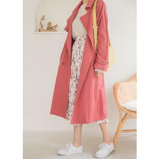 Tall Size Double-breasted Raglan Trench Coat