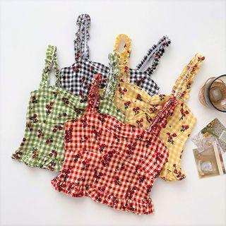 Ruffle-trim Floral Tank Top