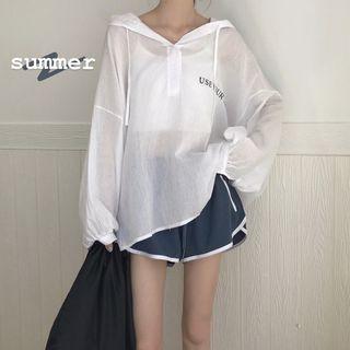 Lettering Hooded T-shirt / Sport Shorts