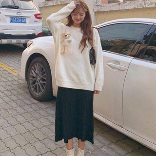 Bear Sweater / Midi Knit Skirt