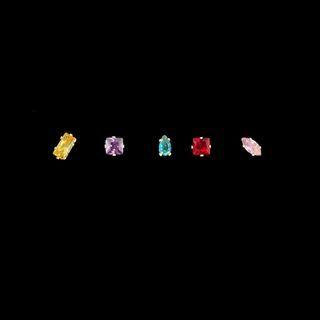 Set Of 5: Rhinestone Earring (various Designs) Set Of 5 - Yellow & Purple & Red - One Size