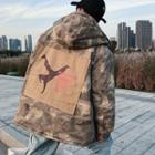 Applique Camo Hooded Padded Jacket