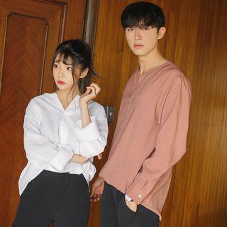 Couple Long-sleeve Open-placket Top