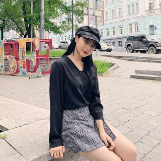 Chelsea-collar Half-placket Blouse