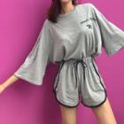 Set: 3/4-sleeve Printed T-shirt + Shorts