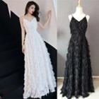 Fringed Spaghetti-strap A-line Evening Gown
