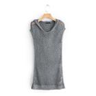 Hooded Sleeveless Open Knit Top