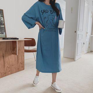 Bear-printed Long T-shirt Dress