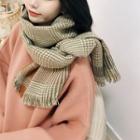 Fringed Plaid Neck Scarf