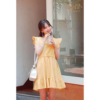 Frill-sleeve A-line Minidress