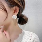 Square Alloy Earring 1 Pair - White & Beige - One Size