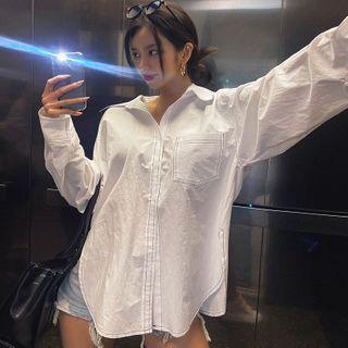 Pocket-front Stitched Long Shirt