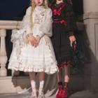 Long-sleeve Frill Trim Midi A-line Lolita Dress