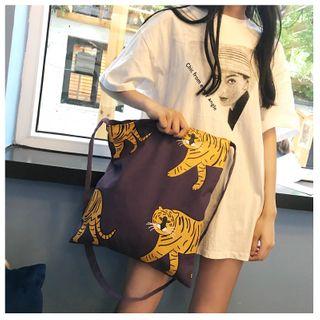 Printed Tote Bag Purple - One Size