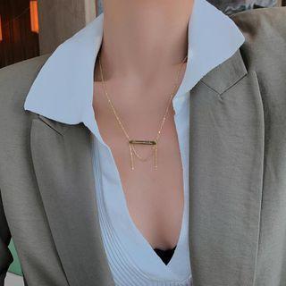 Bar Pendant Stainless Steel Necklace Gold - One Size