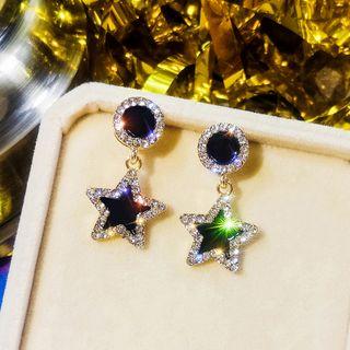 Rhinestone Star Drop Earring 1 Pair - As Shown In Figure - One Size