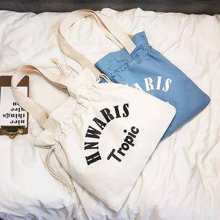 Lettering Drawstring Tote Bag