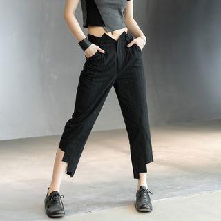 Asymmetrical Hem Crop Pants