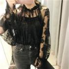 Cable Knit Sweater / Long-sleeve Lace Top