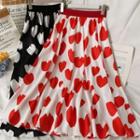 Heart-print Midi Skirt