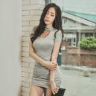 Short-sleeve Cut-off Detailed Minidress