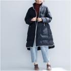 Contrast Trim Oversize Padded Coat