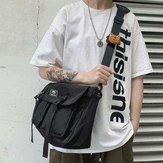 Plain Snap Buckle Nylon Crossbody Bag