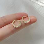 Faux Pearl Alloy Hoop Earring 1 Pair - Eh1235 - Gold - One Size