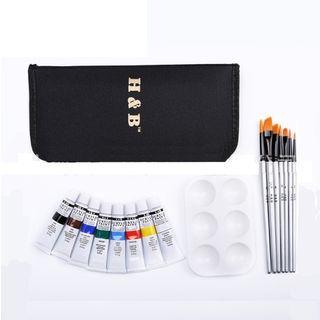 Set: Acrylic Paint + Brush + Palette Dish As Shown In Figure - One Size