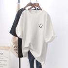 Smiley Face Elbow-sleeve T-shirt