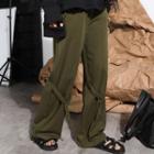 Belted Wide Leg Pants Army Green - One Size