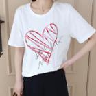 Short-sleeve Heart Lettering T-shirt