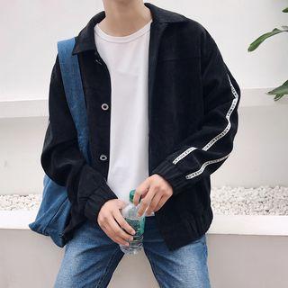 Lettering Applique Corduroy Jacket