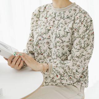 Foliage Pattern Blouson Top