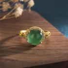 Faux Gemstone Bead Alloy Ring Green - One Size