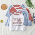 Lettering Color-block Cropped T-shirt