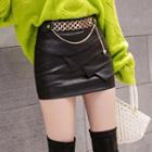 Faux Leather High-waist Mini Pencil Skirt