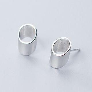 Hollow Cylinder Stud Earring 1 Pair - Silver - One Size