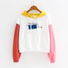Embroidered Color Panel Hoodie