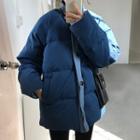 Contrast Trim Padded Jacket Blue - One Size