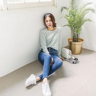 Long-sleeve Striped T-shirt (l~xxl)